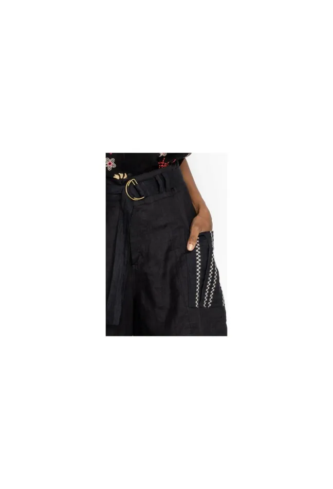 Women Johnny Was Bottoms Joni Belted Cargo Short Black