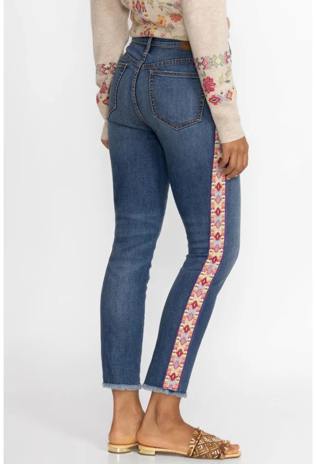 Women Johnny Was Bottoms Phoebe Cropped Skinny Jean Medium Aged Indigo