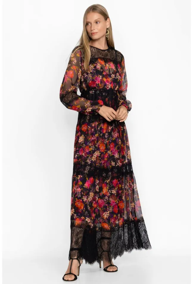 Women Johnny Was Dresses Flora Silk Maxi Dress Flora