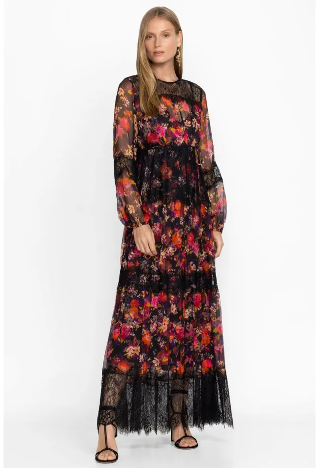 Women Johnny Was Dresses Flora Silk Maxi Dress Flora