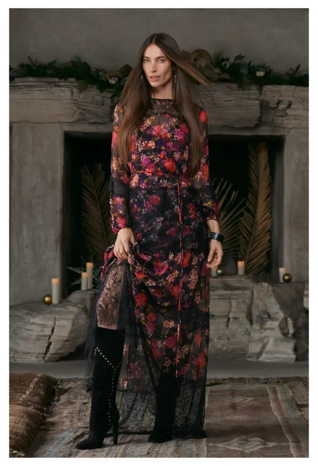 Women Johnny Was Dresses Flora Silk Maxi Dress Flora