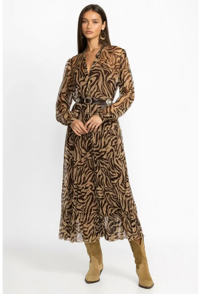 Women Johnny Was Dresses Golden Days Silk Midi Dress Goldendays