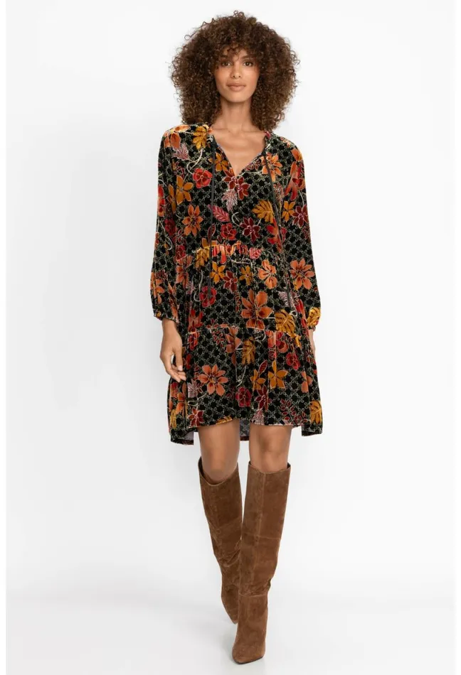 Women Johnny Was Dresses Jasmoon Flore Velvet Field Tiered Dress Jasmoon Flore