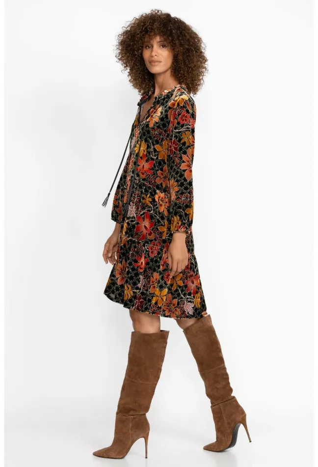Women Johnny Was Dresses Jasmoon Flore Velvet Field Tiered Dress Jasmoon Flore
