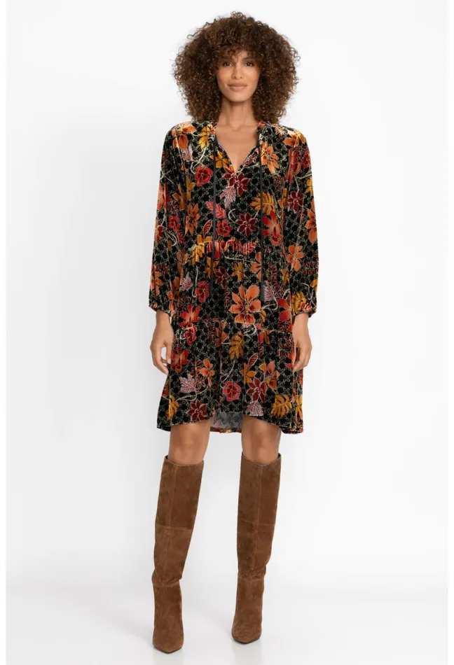 Women Johnny Was Dresses Jasmoon Flore Velvet Field Tiered Dress Jasmoon Flore