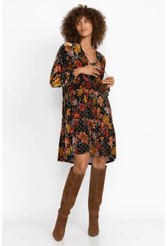 Women Johnny Was Dresses Jasmoon Flore Velvet Field Tiered Dress Jasmoon Flore