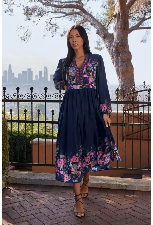 Women Johnny Was Dresses Valeria Silk Maxi Dress Valeria