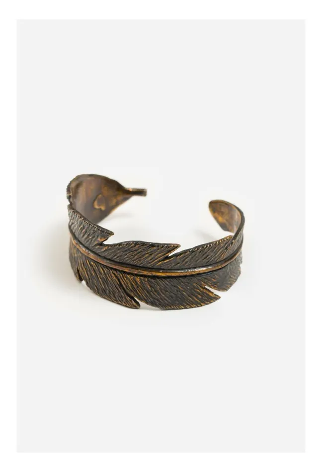 Women Johnny Was Jewelry Feather Cuff Bracelet Brass