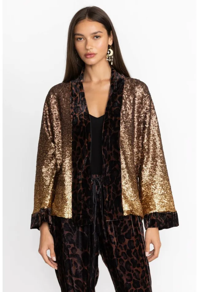 Women Johnny Was Kimonos Sequin Gold Plaza Kimono Gold