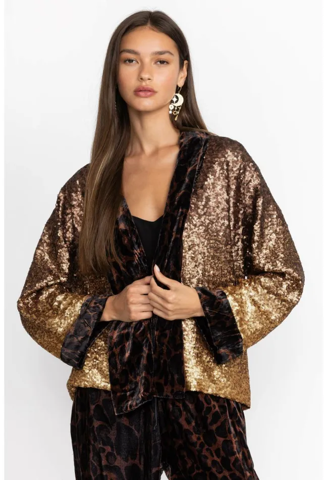 Women Johnny Was Kimonos Sequin Gold Plaza Kimono Gold