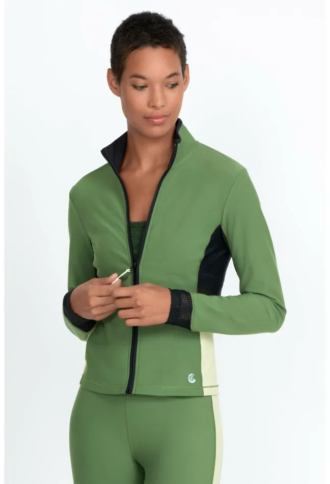 Women Johnny Was Outerwear Endurance Mesh Zip Jacket Bronze Green