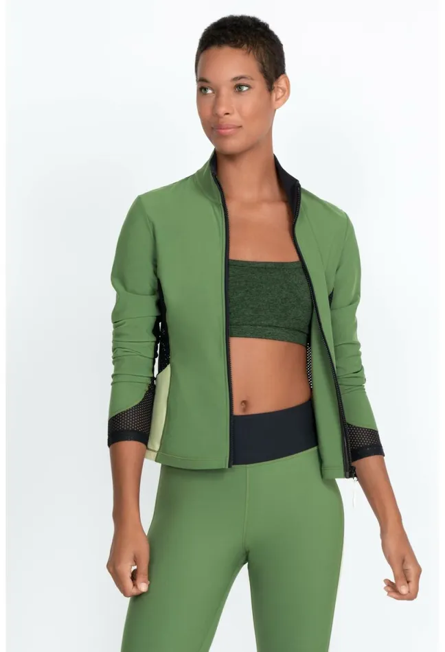 Women Johnny Was Outerwear Endurance Mesh Zip Jacket Bronze Green