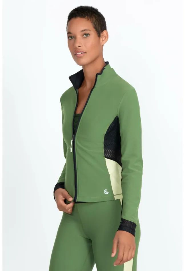 Women Johnny Was Outerwear Endurance Mesh Zip Jacket Bronze Green