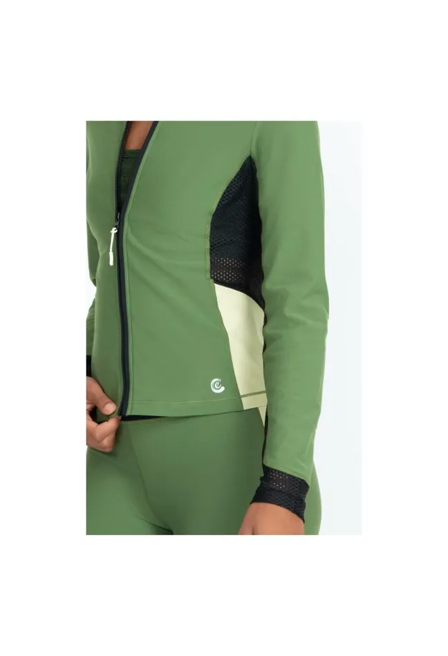 Women Johnny Was Outerwear Endurance Mesh Zip Jacket Bronze Green