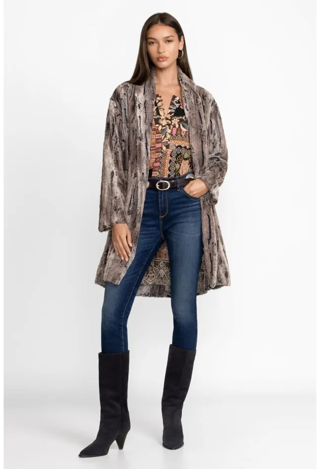 Women Johnny Was Outerwear Foxy Faux Fur Jacket Multi