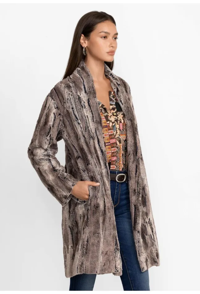 Women Johnny Was Outerwear Foxy Faux Fur Jacket Multi