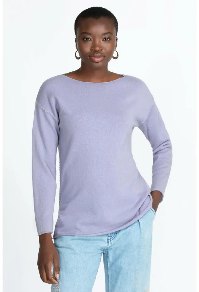 Women Johnny Was Tops Amber Stitched Pullover Lilac