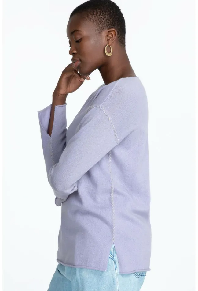 Women Johnny Was Tops Amber Stitched Pullover Lilac