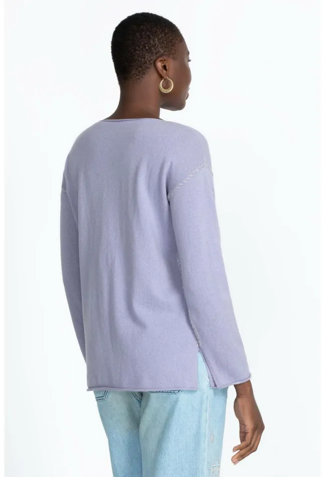Women Johnny Was Tops Amber Stitched Pullover Lilac
