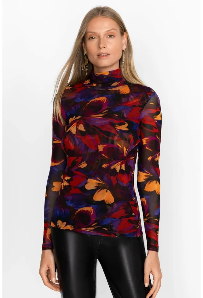 Women Johnny Was Tops Eclipse Blooms Mesh Tee Multi
