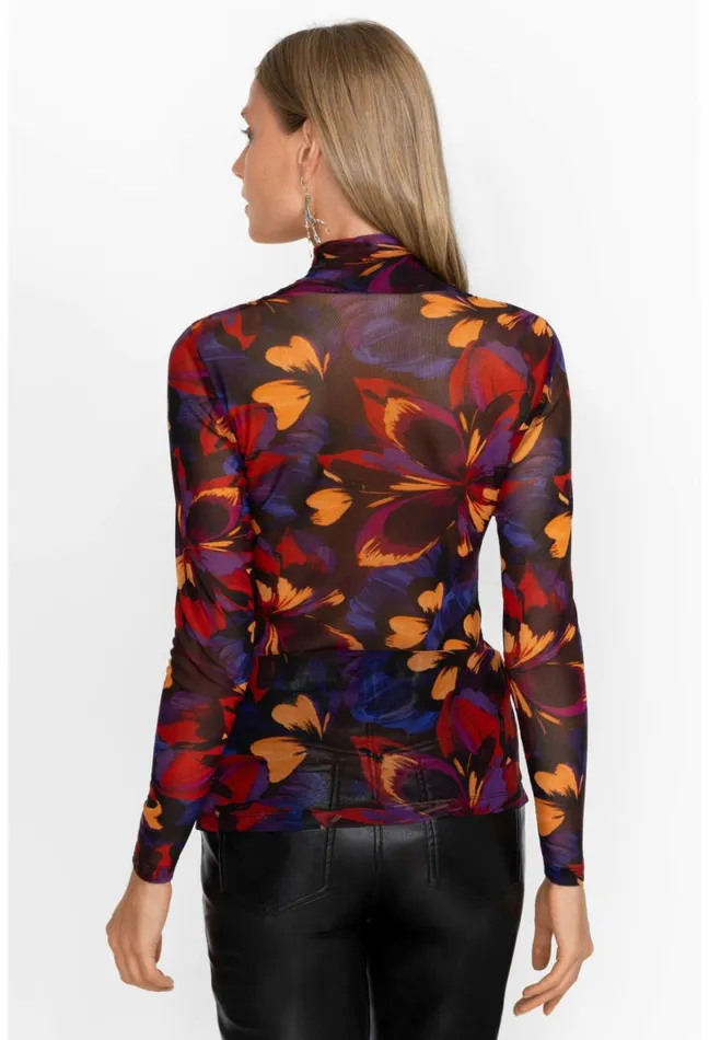 Women Johnny Was Tops Eclipse Blooms Mesh Tee Multi