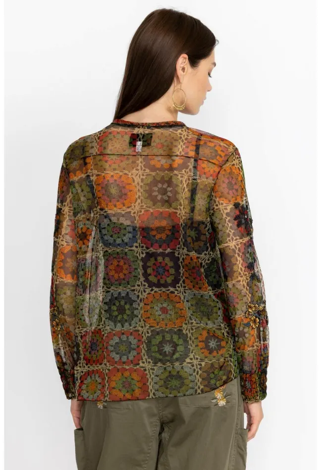 Women Johnny Was Tops Flavie Mesh Blouse Multi