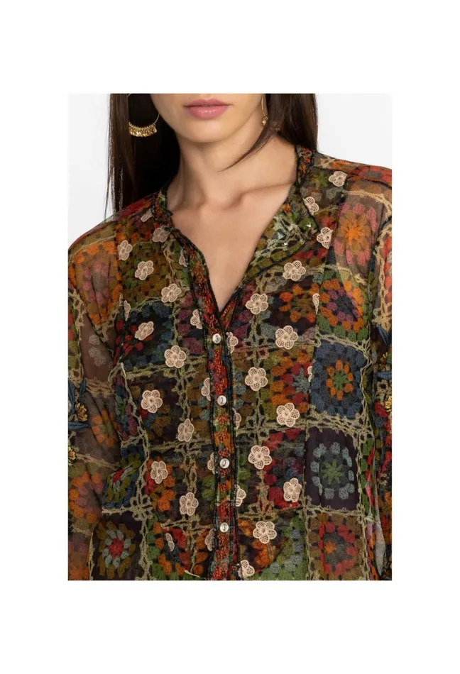 Women Johnny Was Tops Flavie Mesh Blouse Multi