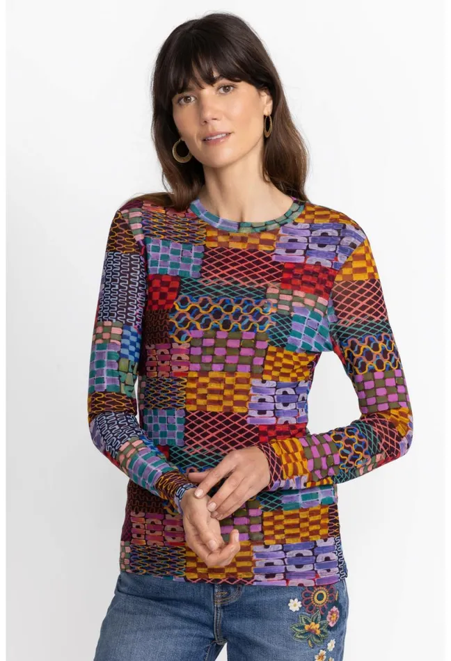 Women Johnny Was Tops Isadora Waves Mesh Tee Isadora Waves