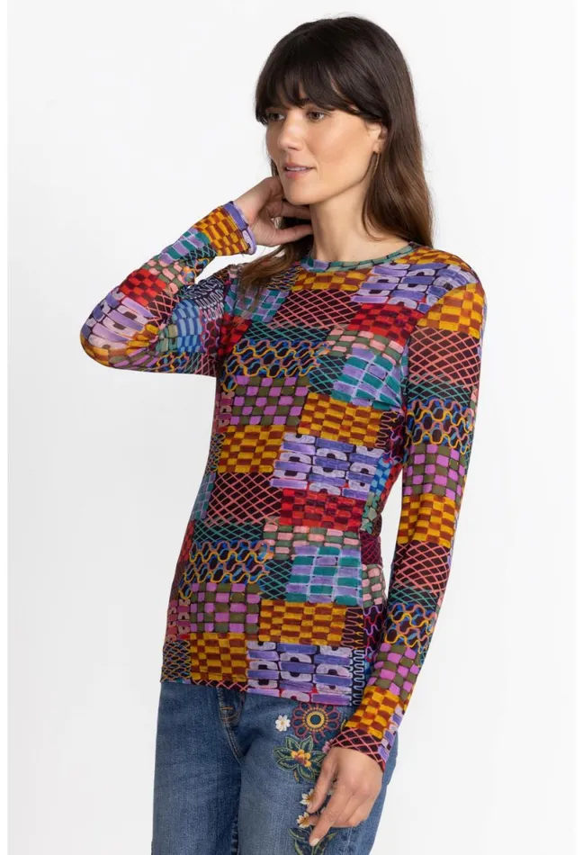 Women Johnny Was Tops Isadora Waves Mesh Tee Isadora Waves