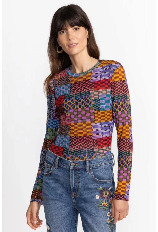 Women Johnny Was Tops Isadora Waves Mesh Tee Isadora Waves