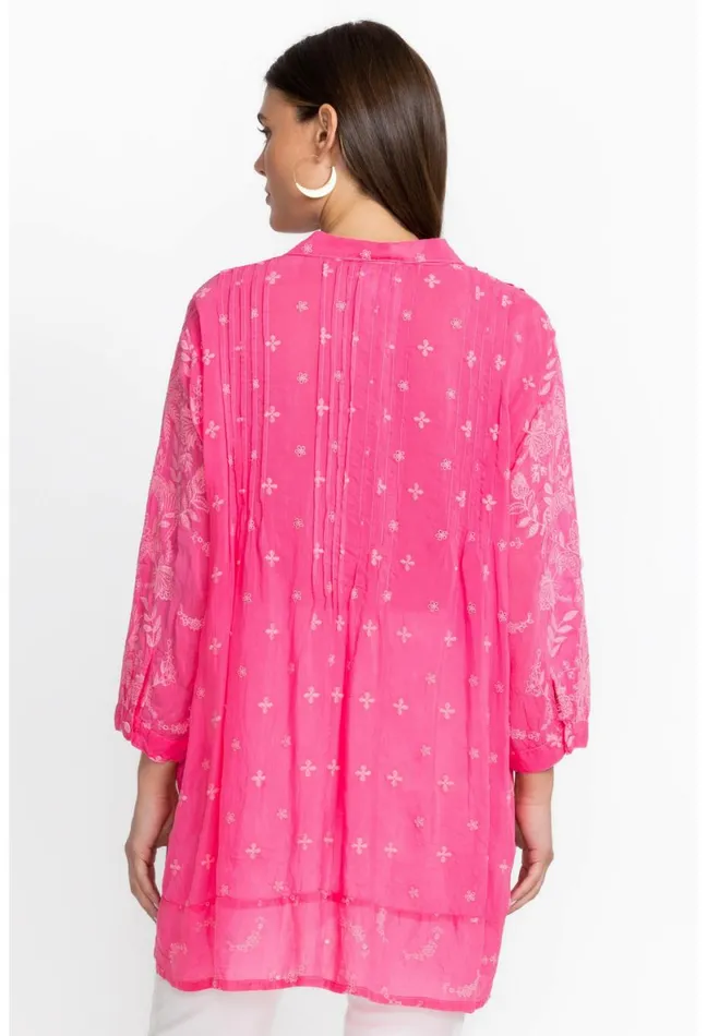 Women Johnny Was Tops Marti Vera Tunic Hot Pink