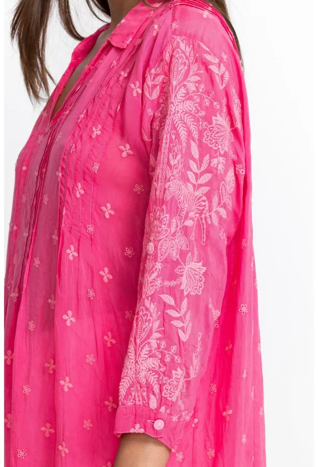 Women Johnny Was Tops Marti Vera Tunic Hot Pink