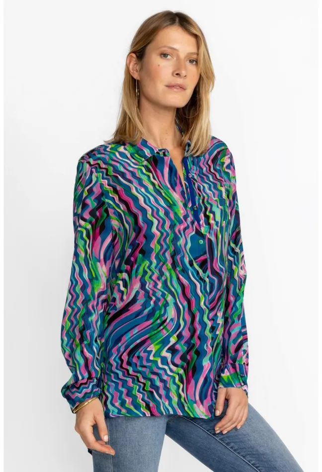Women Johnny Was Tops Moonwave Button Down Shirt Moonwave