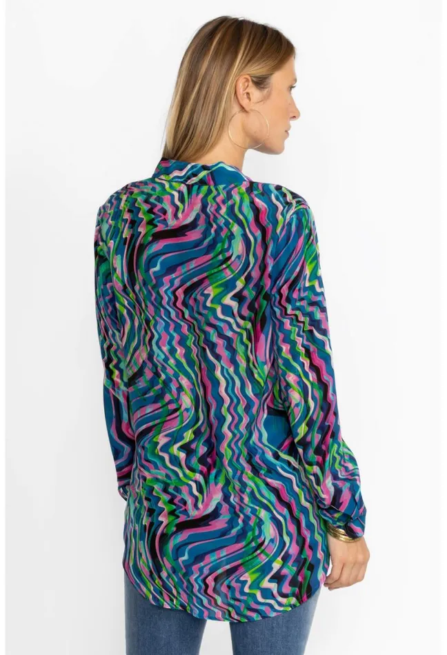 Women Johnny Was Tops Moonwave Button Down Shirt Moonwave