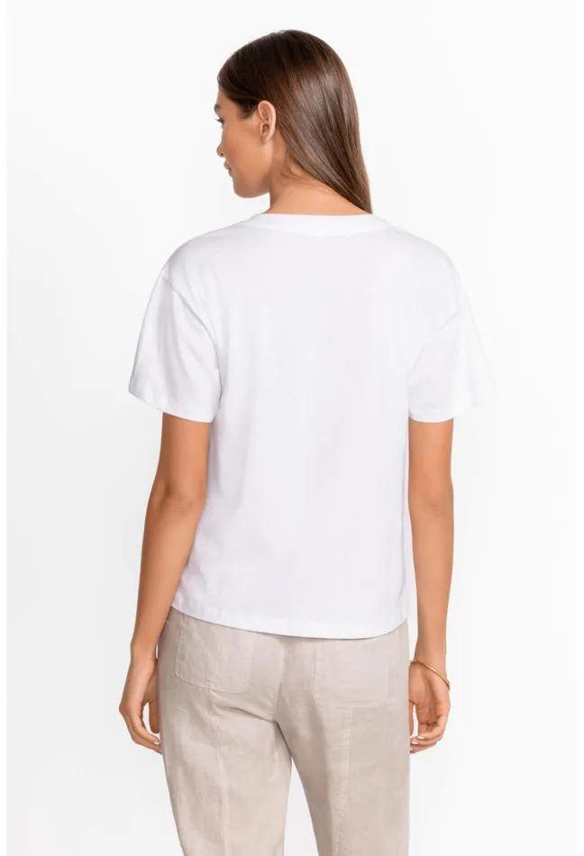 Women Johnny Was Tops Organic Cotton Drop Shoulder Tee Bright White