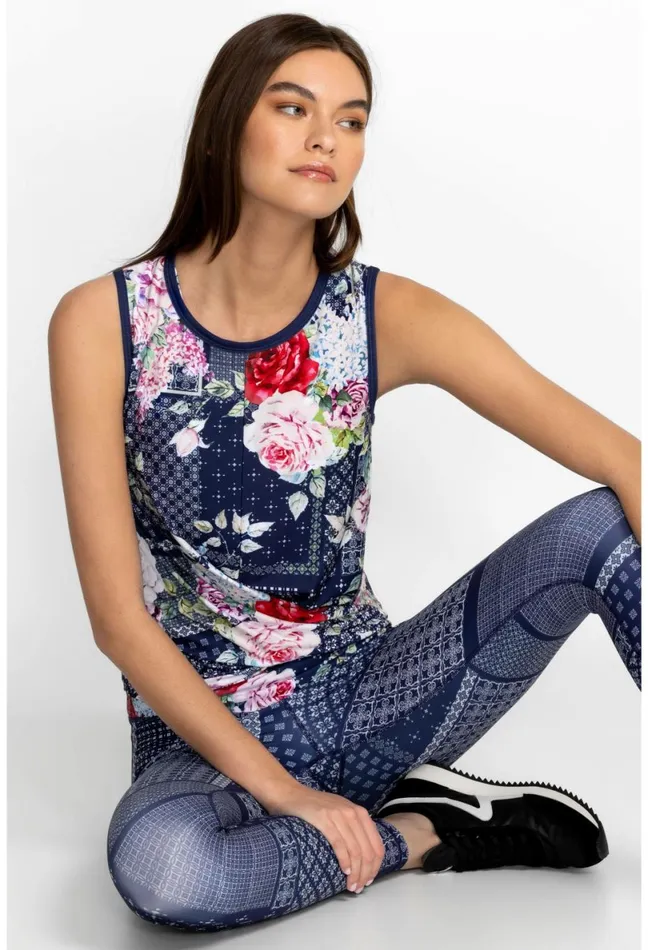 Women Johnny Was Tops Rose Patch Crossover Tank Rose Patch