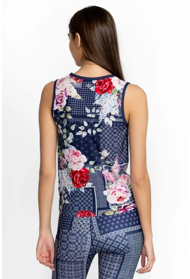 Women Johnny Was Tops Rose Patch Crossover Tank Rose Patch