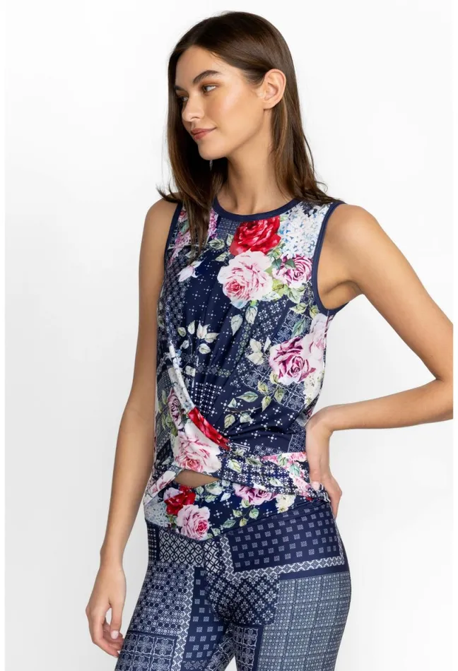Women Johnny Was Tops Rose Patch Crossover Tank Rose Patch