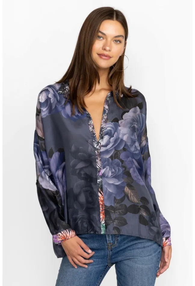 Women Johnny Was Tops The Audrey Oversized Blouse 8211 Grey Peony Grey Peony