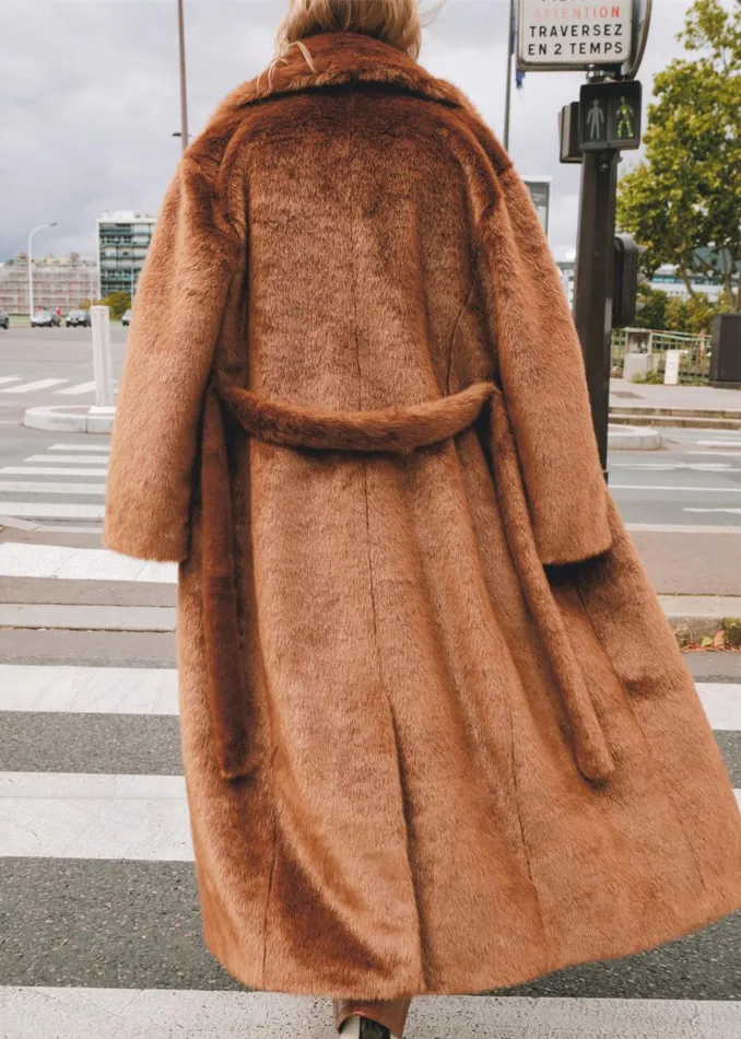 Women Joni Faux Fur Coat 8211 Dark Camel The Frankie Shop Outerwear
