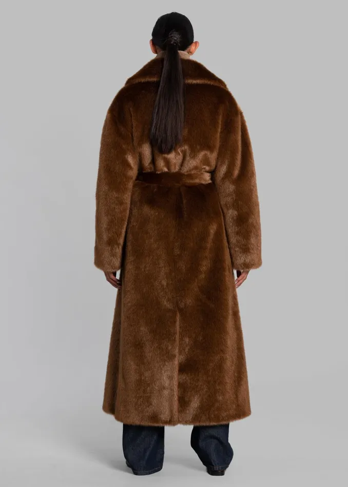 Women Joni Faux Fur Coat 8211 Dark Camel The Frankie Shop Outerwear