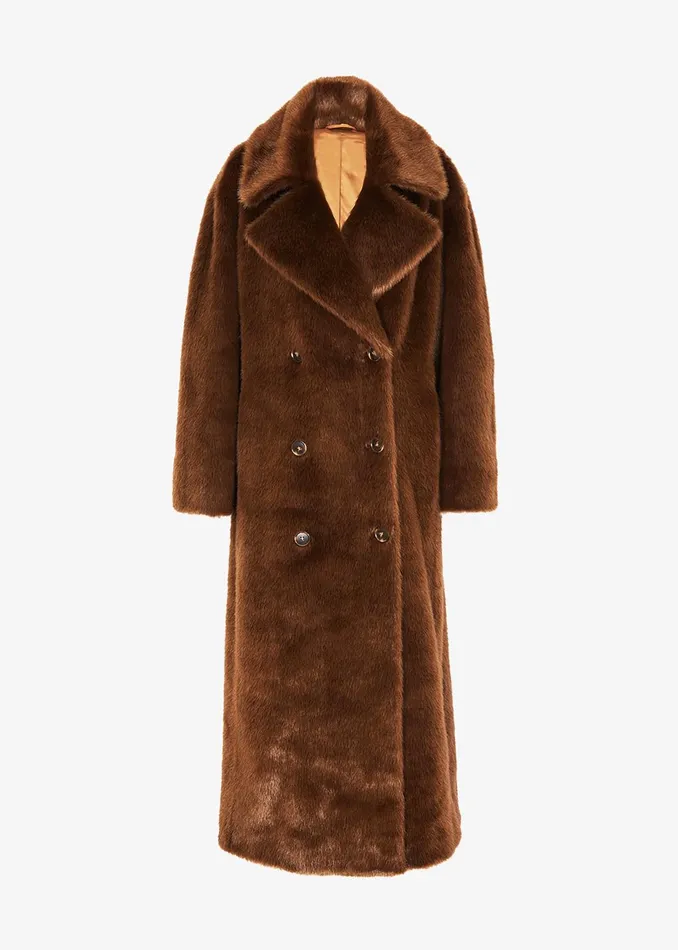 Women Joni Faux Fur Coat 8211 Dark Camel The Frankie Shop Outerwear
