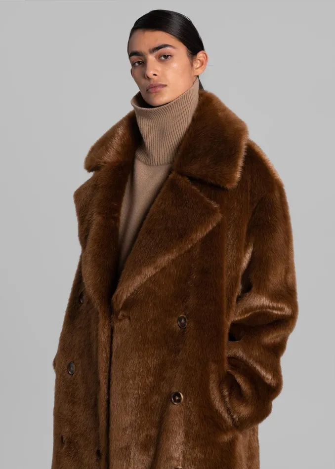 Women Joni Faux Fur Coat 8211 Dark Camel The Frankie Shop Outerwear