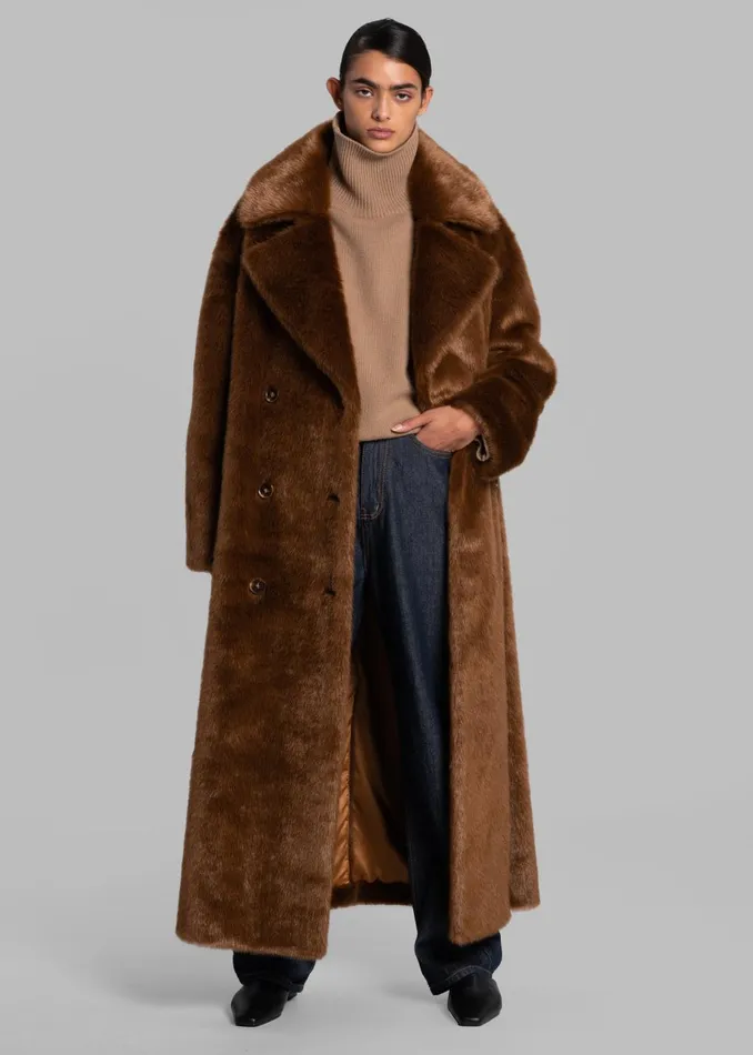 Women Joni Faux Fur Coat 8211 Dark Camel The Frankie Shop Outerwear