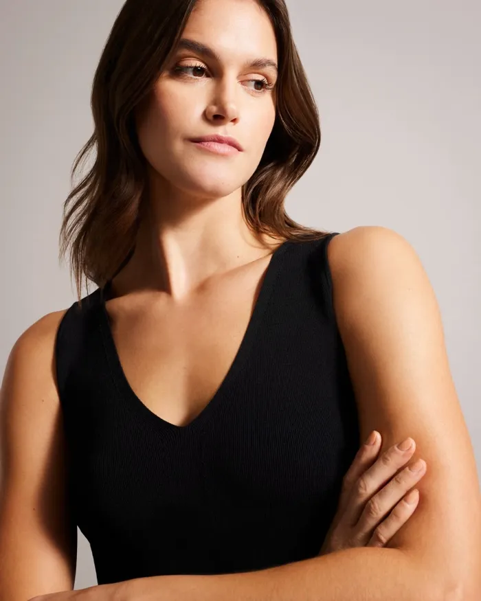 Women JOSIIY 8211 VNeck Slim Fit Knit Top Black Ted Baker Tops and Blouses