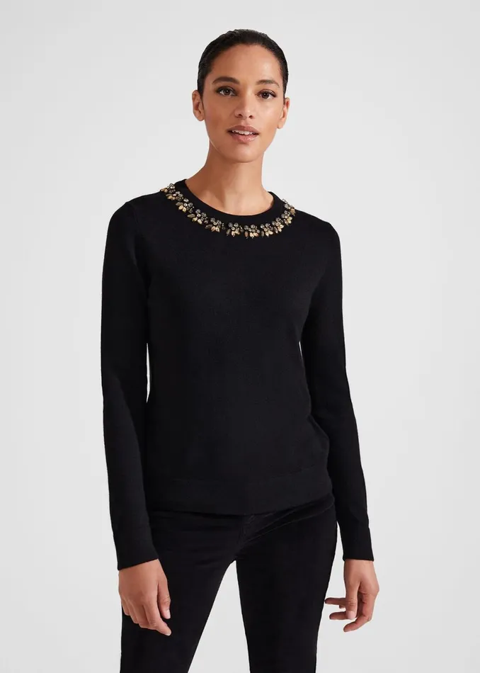 Women Jumpers and Cardigans Hobbs Alora Jumper With Wool Black
