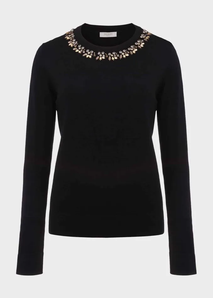 Women Jumpers and Cardigans Hobbs Alora Jumper With Wool Black