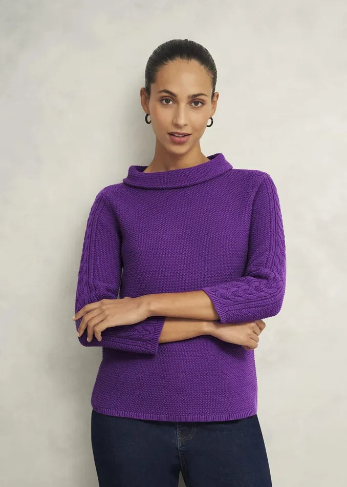 Women Jumpers and Cardigans Hobbs Camilla Cotton Jumper Amaranth Purple