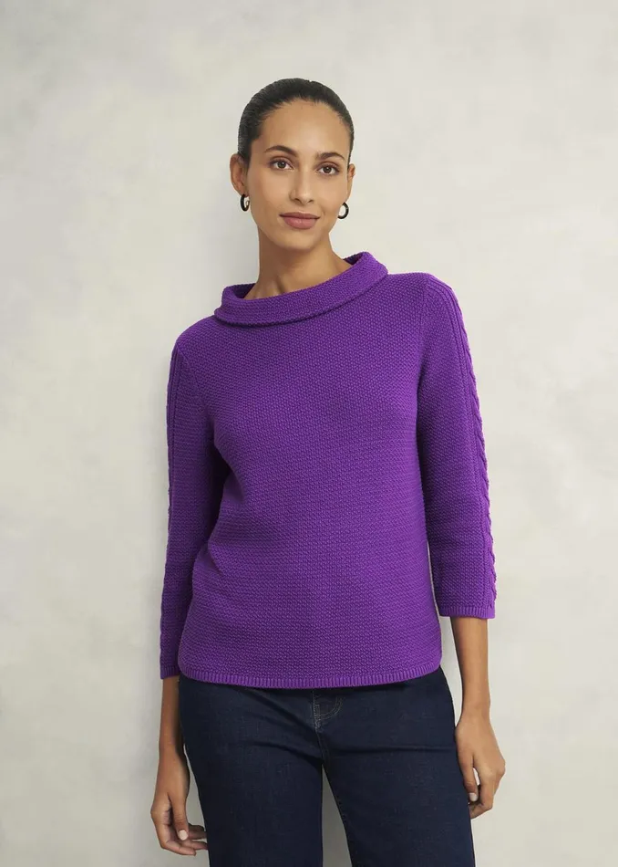 Women Jumpers and Cardigans Hobbs Camilla Cotton Jumper Amaranth Purple