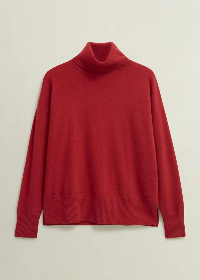 Women Jumpers and Cardigans Hobbs Delora Cashmere Roll Neck Jumper Pomegranate Red